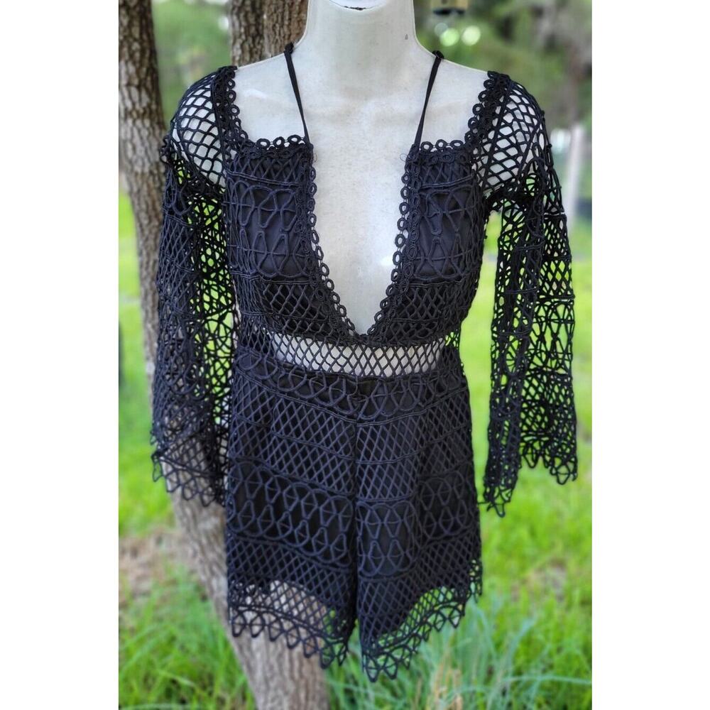Solaris Style Net One Piece Short Jump Suit Zip U… - image 1